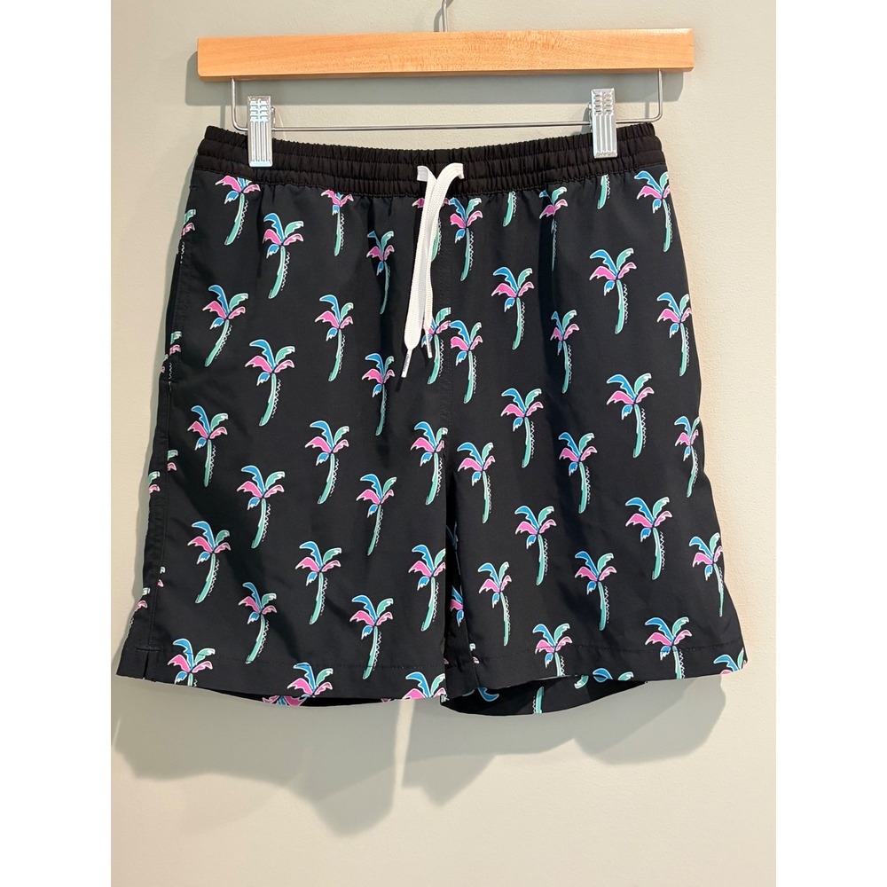 Chubbies Youth Swim Trunks Large 14/16 Black Neon Palm Tree Board Shorts